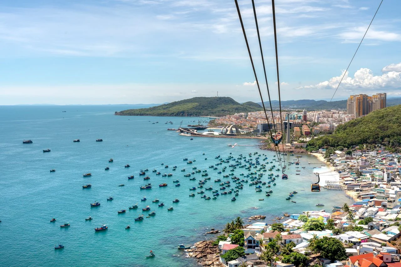 Phu Quoc island coast and fishing harbour at An Thoi